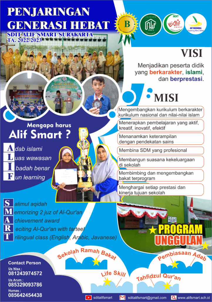 ✨INFORMASI PENJARINGAN GENERASI HEBAT SDIT ALIF SMART SURAKARTA ✨